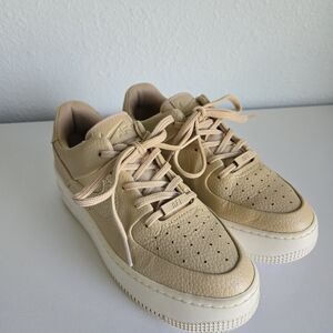 Nike AF-1 Beige Leather Sneakers